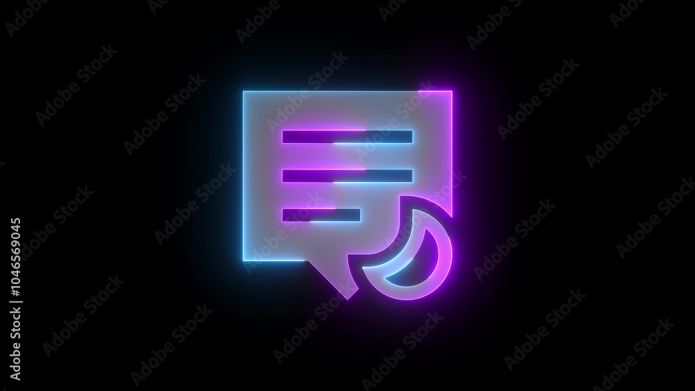 Neon action center notification icon cyan purple color glowing black background Neon action center notification icon cyan purple color glowing black background