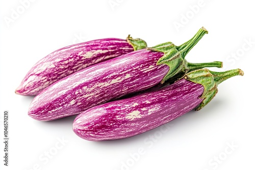 Wallpaper Mural fresh raw healthy eggplants or aubergine vegetable isolated on white background. food ingredient, vegetatian cuisine, organic greenhouse farm plant Torontodigital.ca