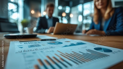 Business partners reviewing financial projections in a boardroom, 4K hyperrealistic photo