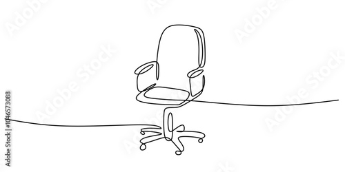 Continuous one line sketch of an office chair. Single line drawing of an executive chair