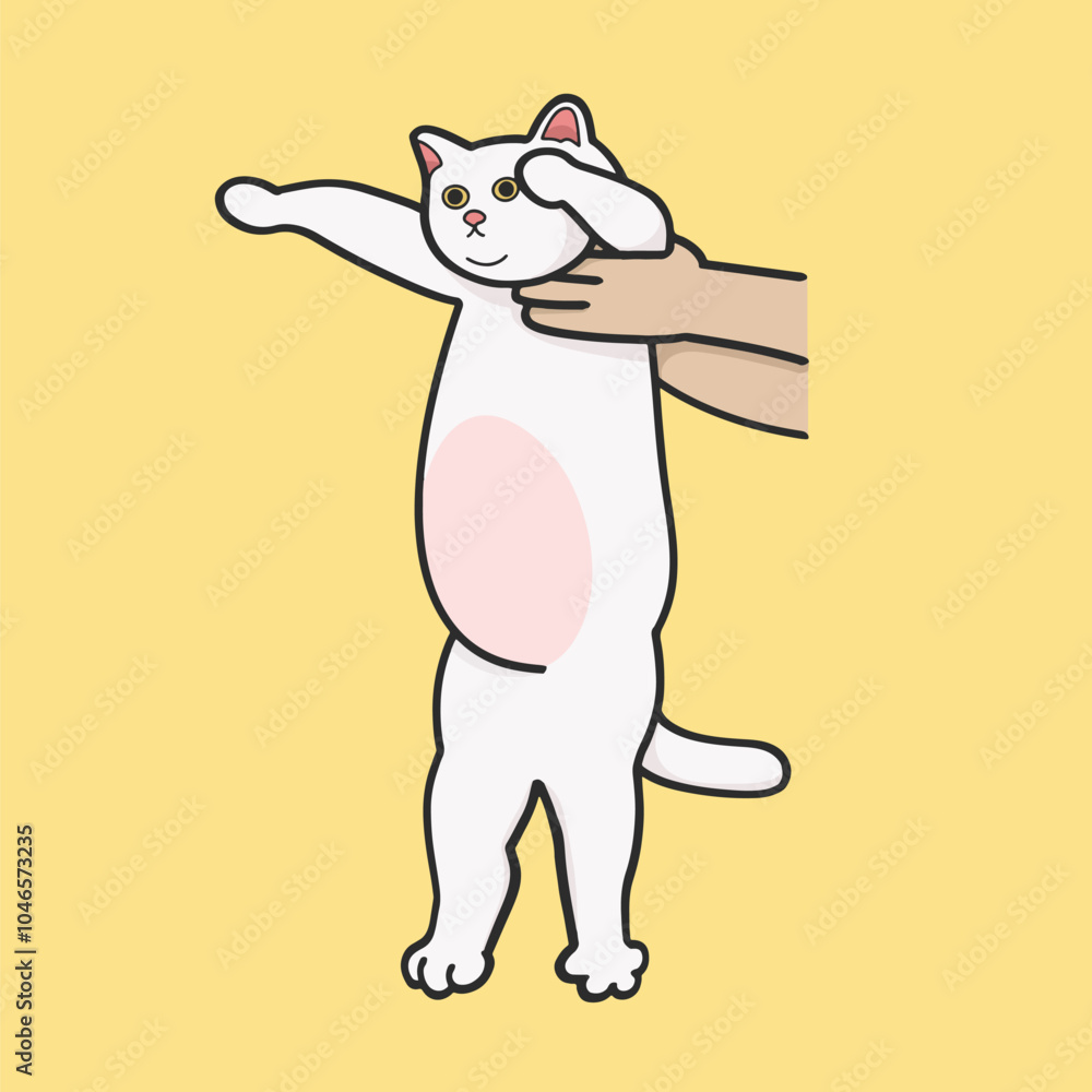 Obraz premium Holding Cat Meme Sticker Vector Cute Illustration