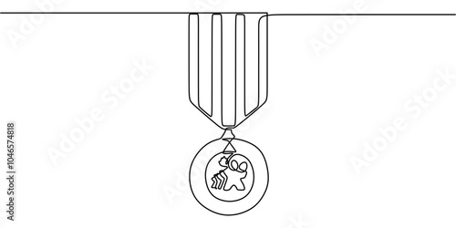 Continuous Line Drawing of a Medal for Awards and Rewards Minimalist Vector Illustration