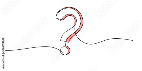 Continuous Line Drawing of a Question Mark Minimalist Design Vector Illustration