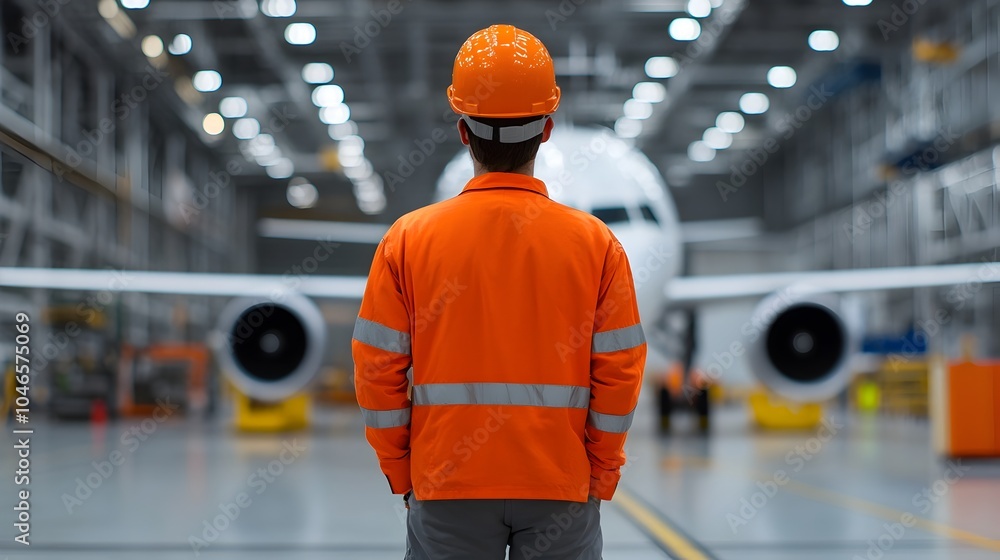 Technician carefully inspecting the alignment of an aircraft s wings in ...
