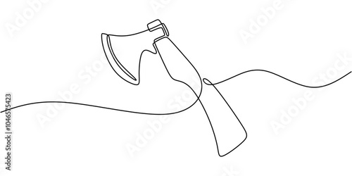 Continuous Line Drawing of Axe and Hatchet Minimalist Design for Forestry and Farming Tools