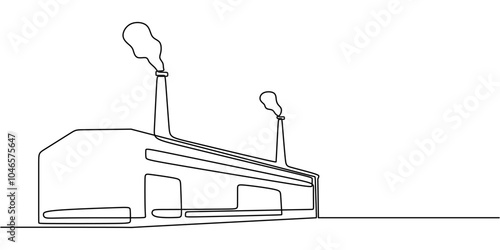 Multi-Storey Factory Continuous Line Drawing Modern Industry Large Scale Production Vector Art