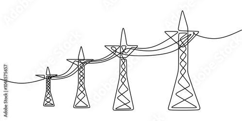 Continuous Electric Cables Between Poles Minimalist Vector Illustration for Energy Distribution