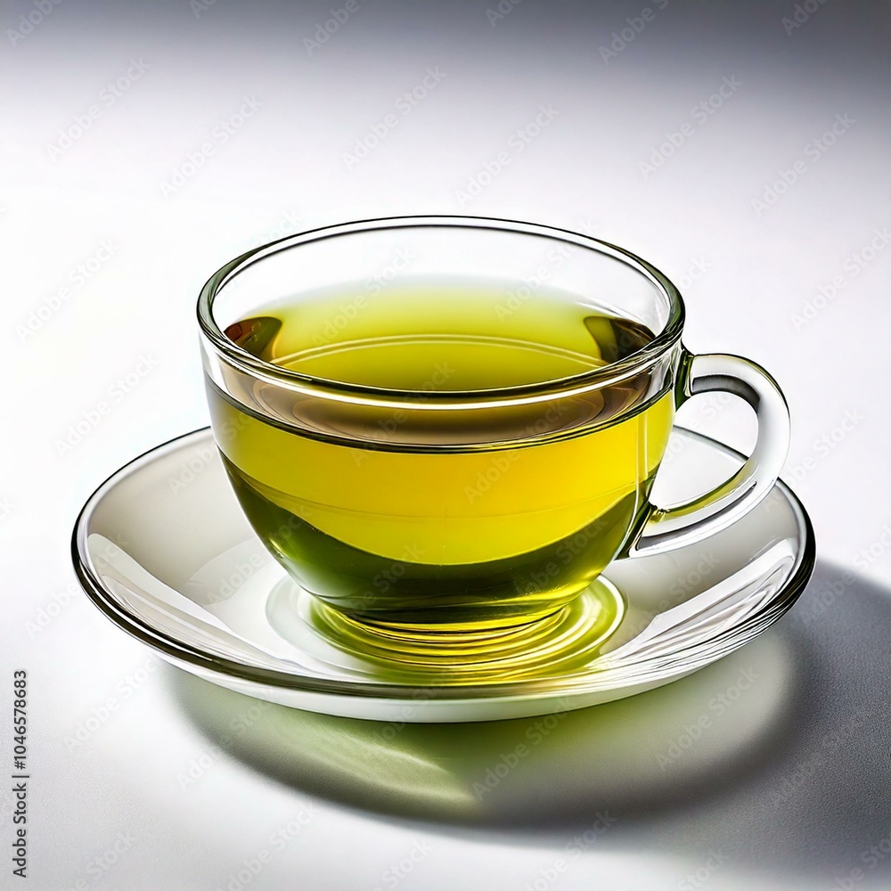 A cup of green tea on a plain white background. A cup of green tea on a plain white background.