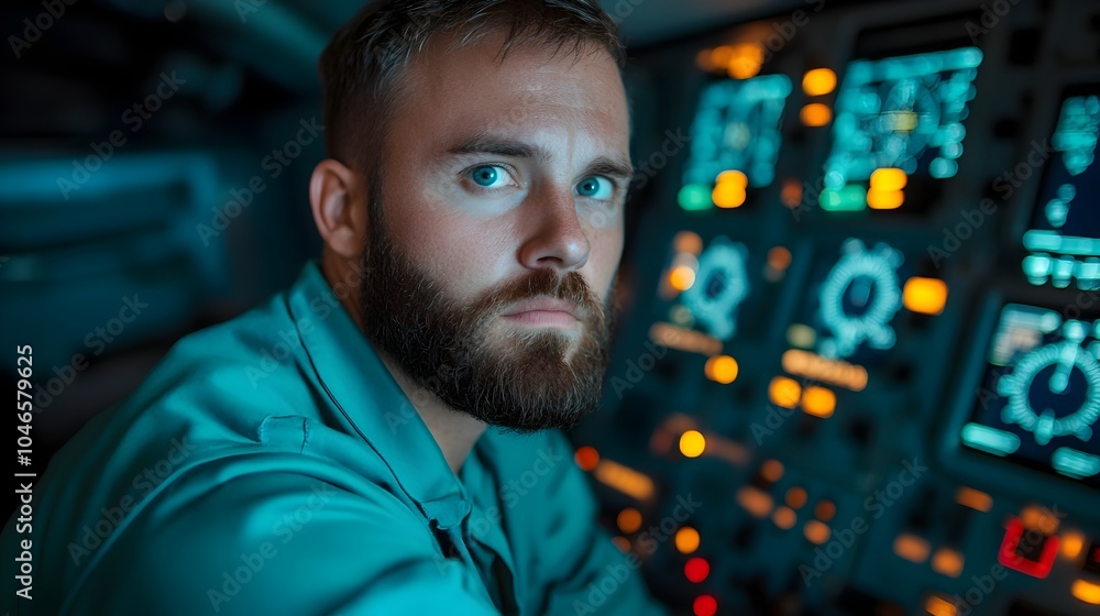 Skilled technician meticulously inspecting and maintaining the complex avionics system within the illuminated cockpit of an aircraft ensuring optimal performance and safety Skilled technician meticulously inspecting and maintaining the complex avionics system within the illuminated cockpit of an aircraft ensuring optimal performance and safety