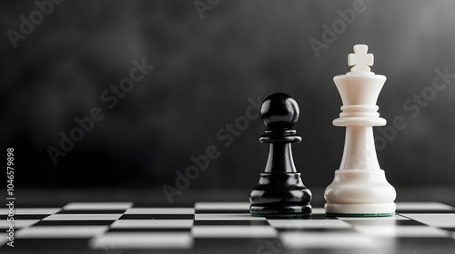 Dramatic Black and White Photography of a Chess Board Setup with Shadows Highlighting the Key Pieces