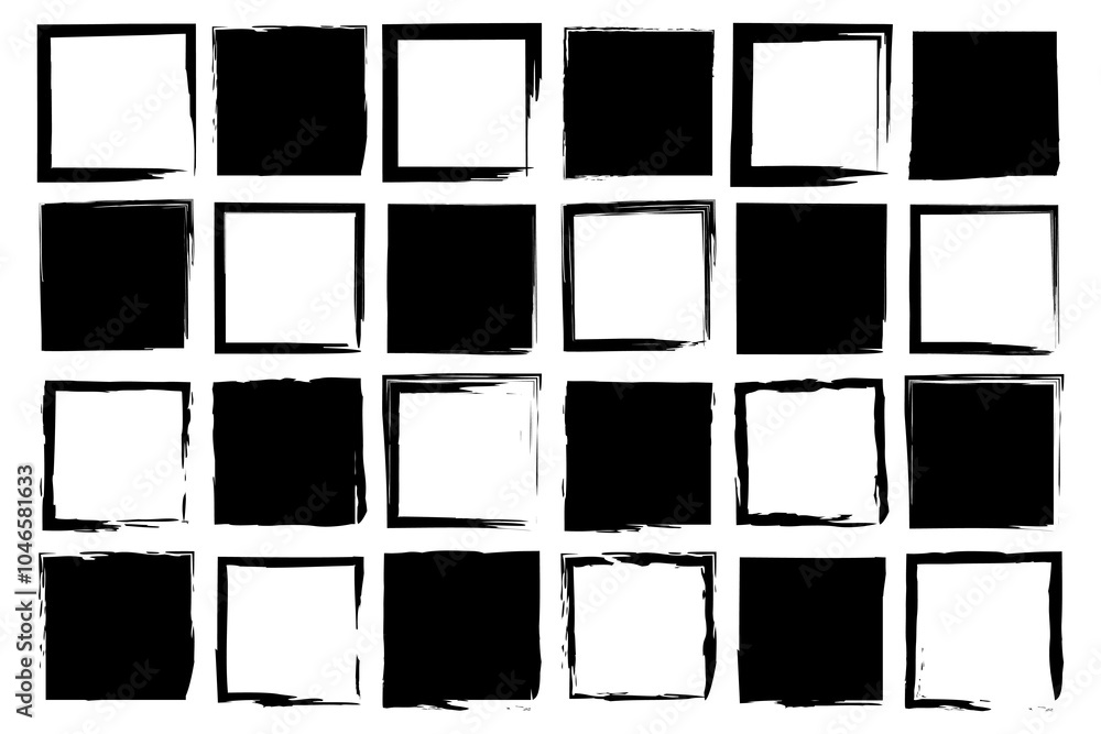Hand drawn squares. Black and white frames. Rough edge squares. Doodle square icons. Hand drawn squares. Black and white frames. Rough edge squares. Doodle square icons.