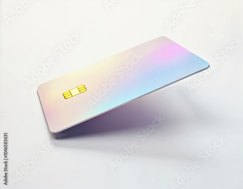 a white colorful card debit card, bank card, atm card, Mockup credit card, is on a white background