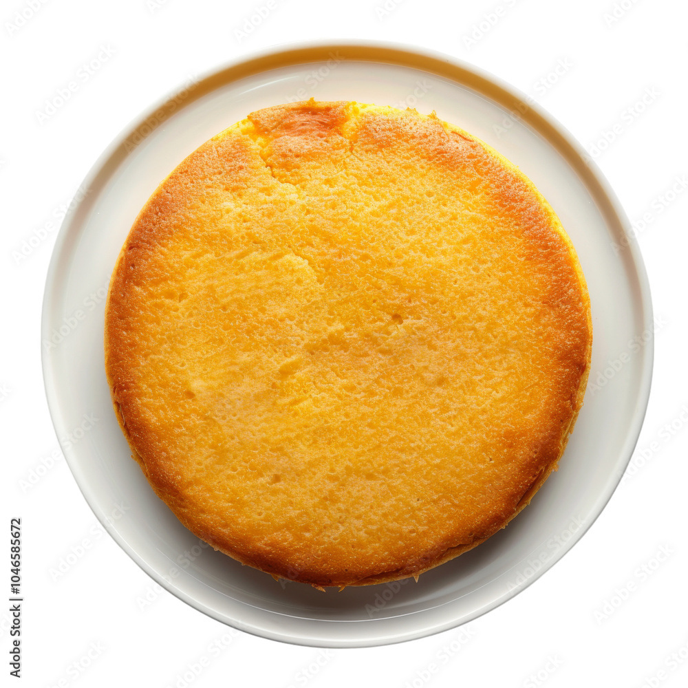 Cornbread on a white plate, isolated transparent background, Generative AI