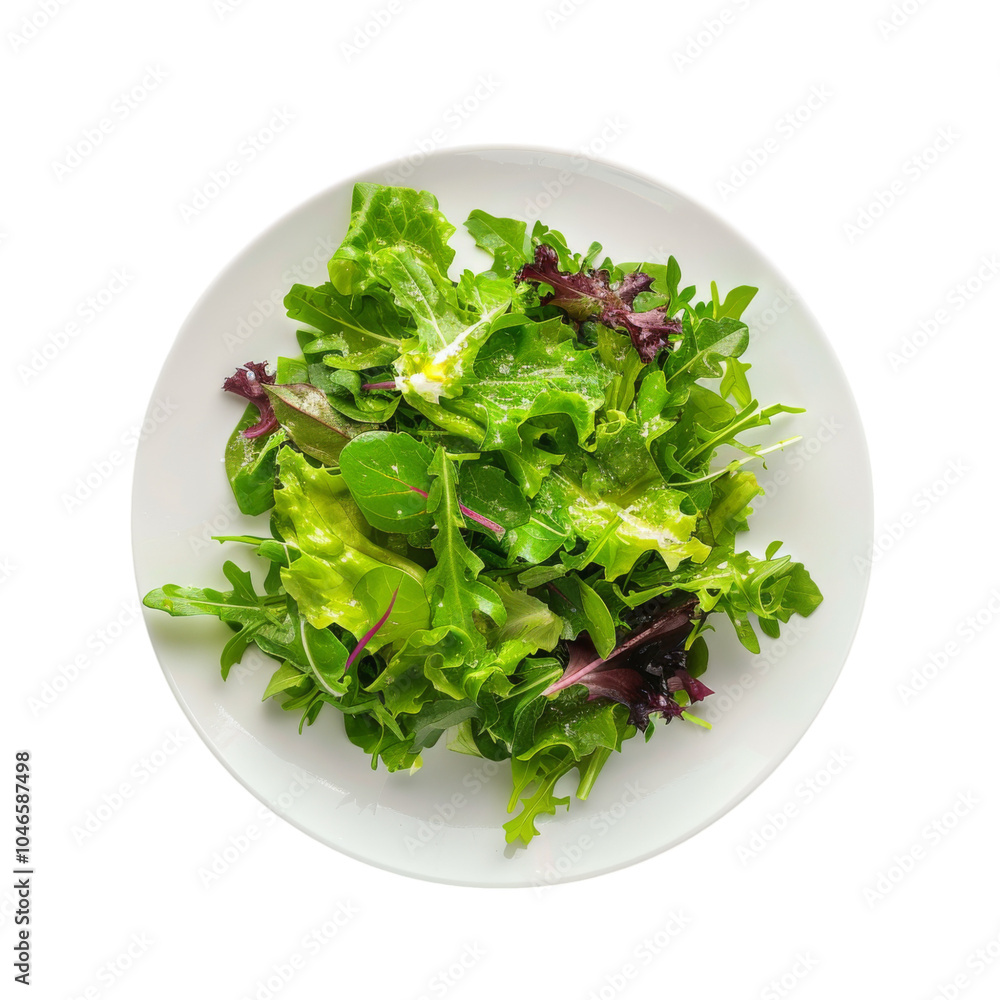 Green Salad with Vinaigrette on a white plate, isolated transparent background, Generative AI Green Salad with Vinaigrette on a white plate, isolated transparent background, Generative AI