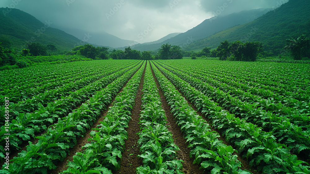 rows of growing potatoes in a field close up rows of growing potatoes in a field close up