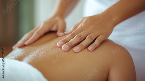 Wallpaper Mural A serene massage scene with hands providing care and relaxation on a person's back, emphasizing wellness and tranquility. Torontodigital.ca