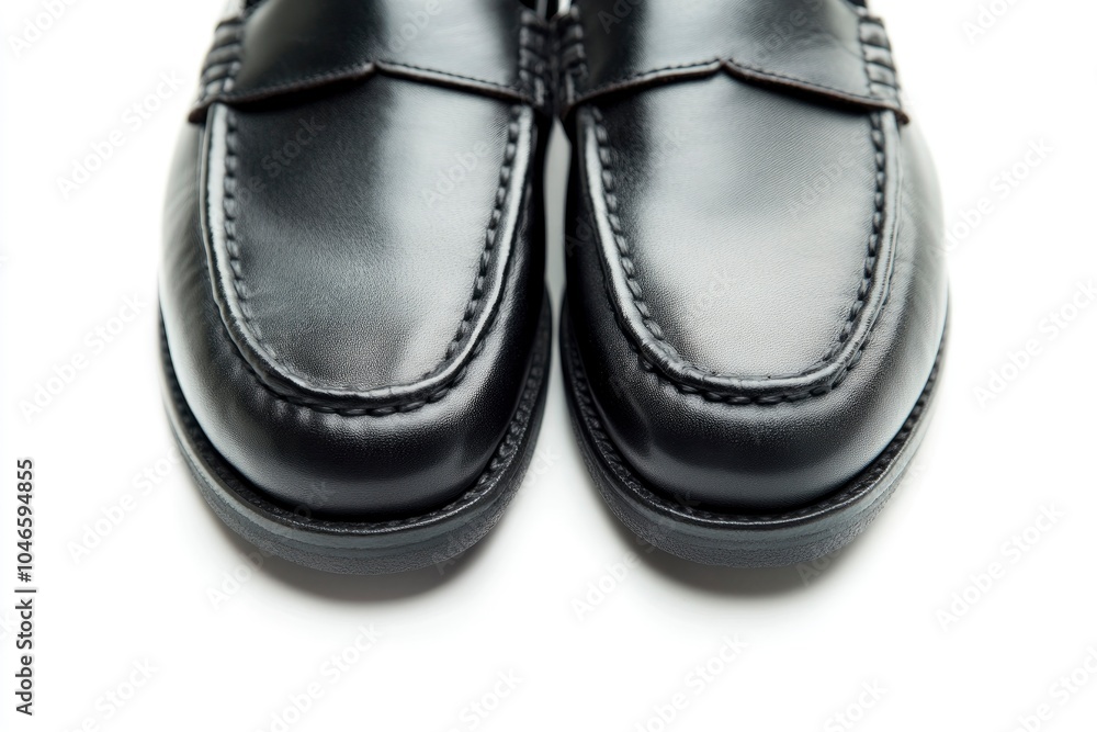 Loafers isolated on white background. Pair of Stylish Expensive Modern Leather Black Loafers Shoes. Fashion concept with generative ai Loafers isolated on white background. Pair of Stylish Expensive Modern Leather Black Loafers Shoes. Fashion concept with generative ai