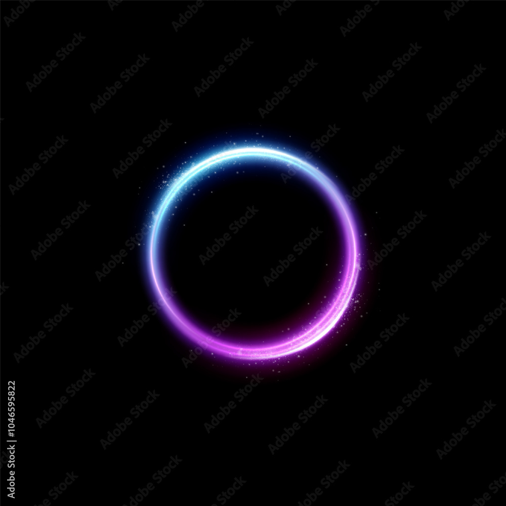 Neon magic circle.Futuristic light circle for background.Light frame.Vector.Magic portal. Neon magic circle.Futuristic light circle for background.Light frame.Vector.Magic portal.