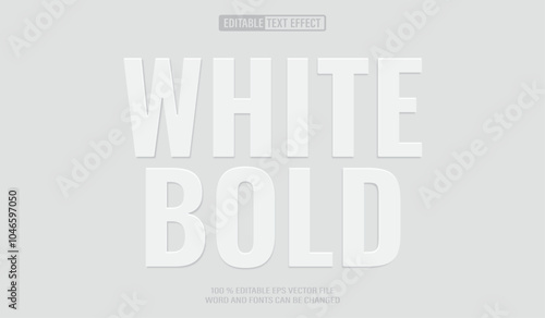 Editable 3d text style effect - White Bold Embossed text effect Template