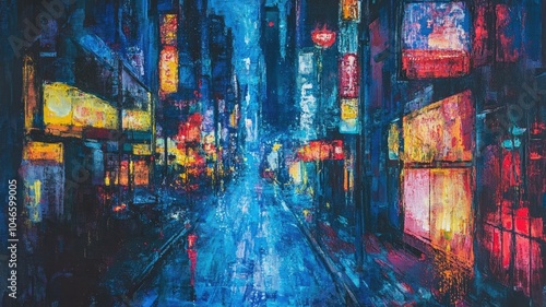 夜の繁華街の裏路地_3