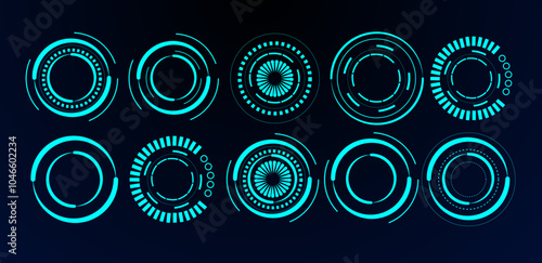Set circle technology sci fi and futuristic frame vector editable