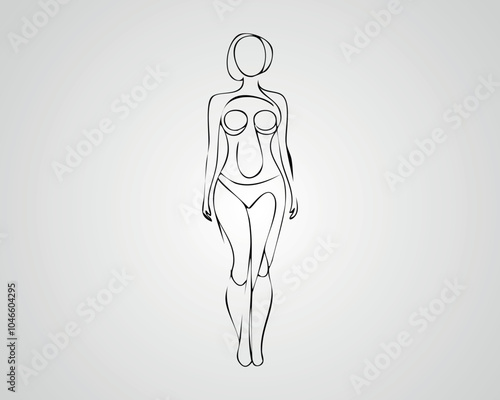 Minimalist Female Fashion Model Outline Illustration. One line art woman illustration