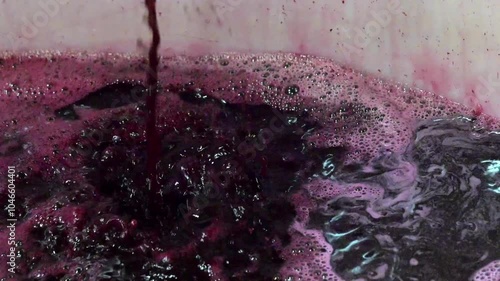 Wine factory, Aeration of grape juice during wine making in a cellar, Bordeaux Vineyard, France. High quality 4k footage