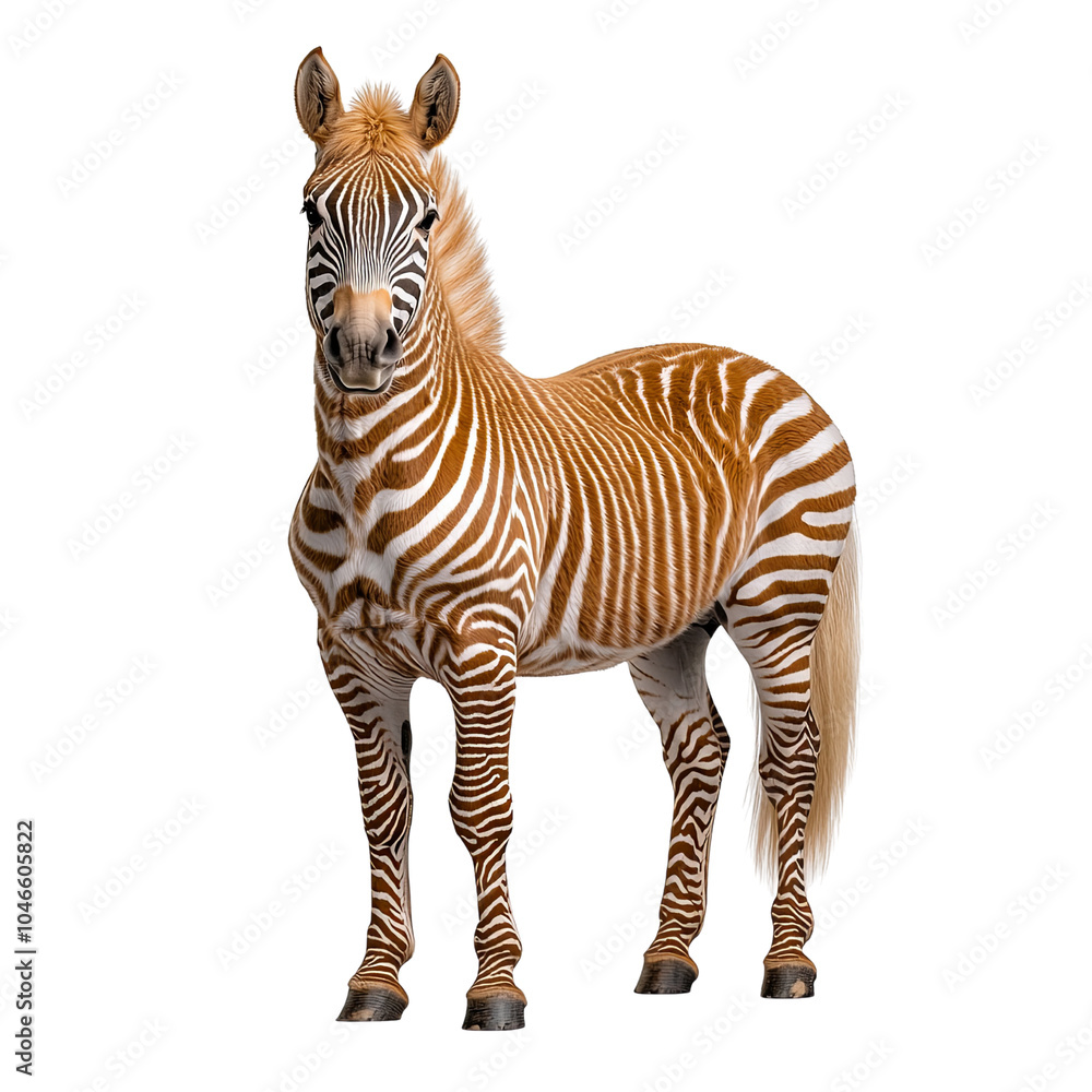 Obraz premium Zebra isolated on a white background showcasing its distinctive black and white stripes in a simple, clean illustration