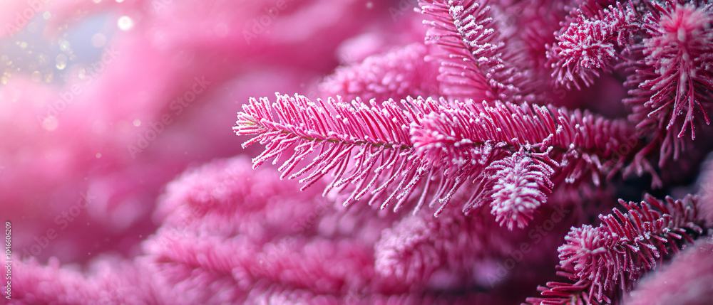 Frosted Pink Pine Branches Close Up Winter Nature Photography Frosted Pink Pine Branches Close Up Winter Nature Photography