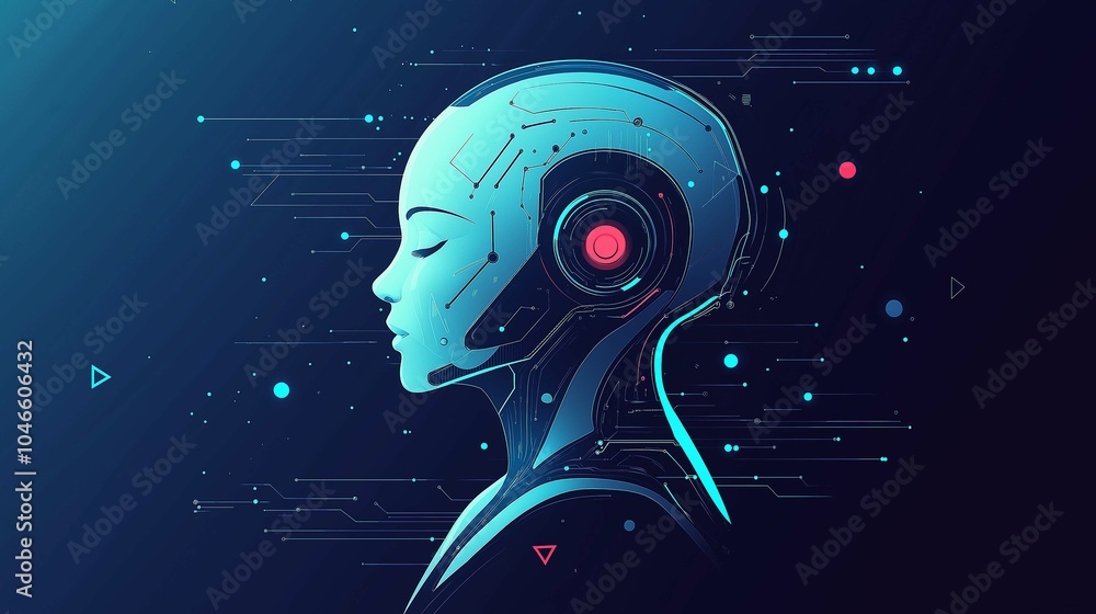 Flat Design Icon of Artificial Intelligence Concept Flat Design Icon of Artificial Intelligence Concept