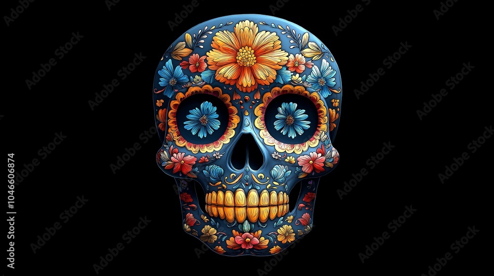 Vibrant Sugar Skull with Floral Patterns Vibrant Sugar Skull with Floral Patterns