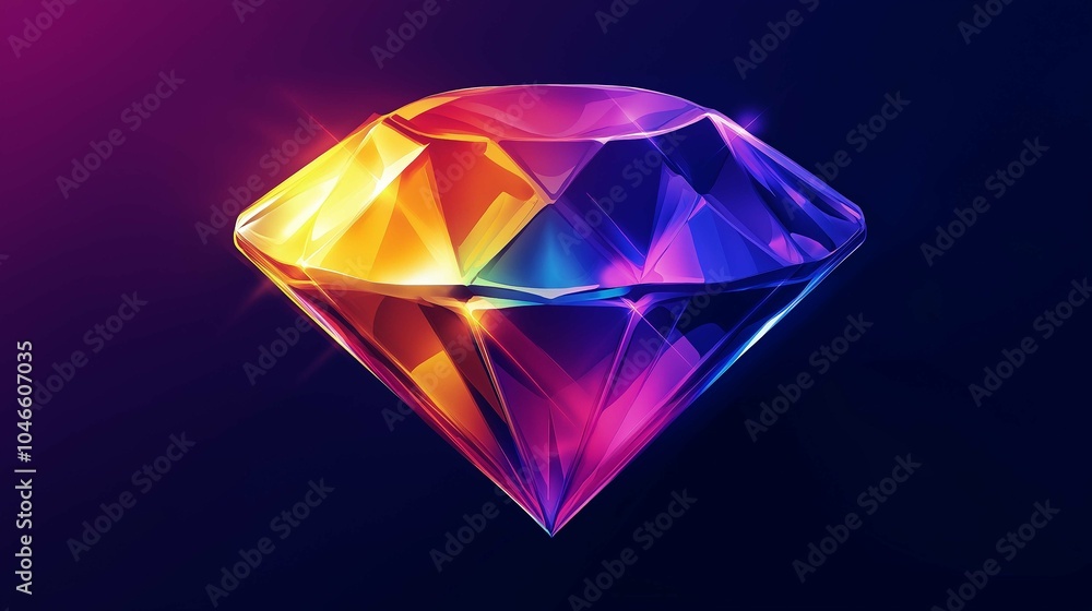 Vibrant Diamond Icon in Flat Design with Luxury Appeal Vibrant Diamond Icon in Flat Design with Luxury Appeal