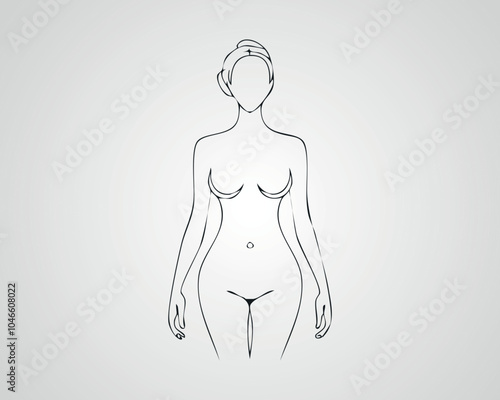 Minimalist Female Fashion Model Outline Illustration. One line art woman illustration