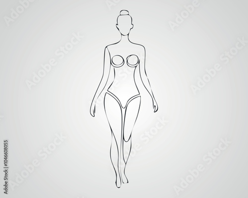 Minimalist Female Fashion Model Outline Illustration. One line art woman illustration