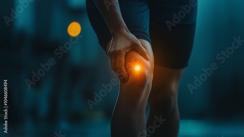 Person Grabbing Their Knee in a Dramatic Lighting Scene
