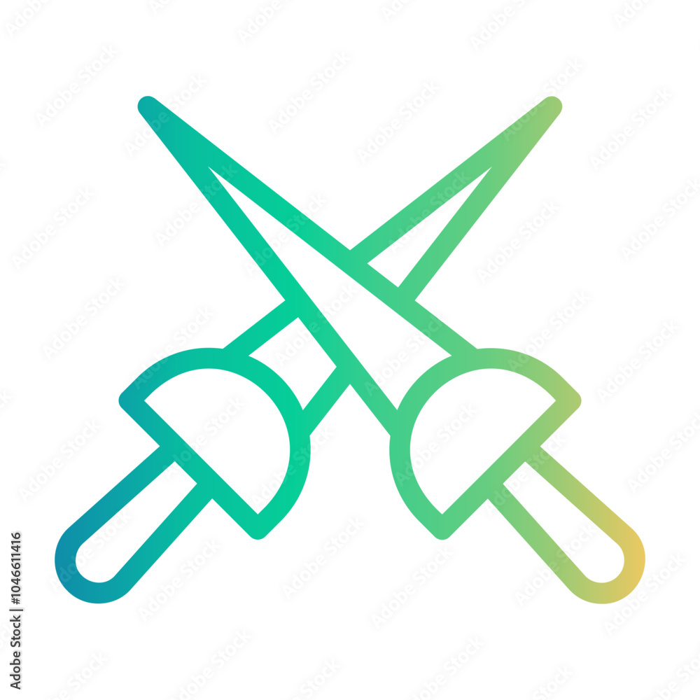 fencing competition Line Gradient Icon