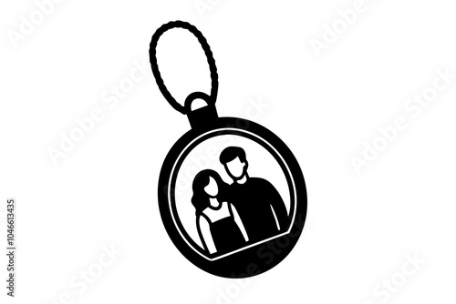 A locket with a couple’s photo inside.Valentines Day icon set vector illustration.