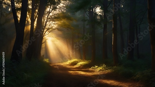 sunlight in the dense tropical rainforest