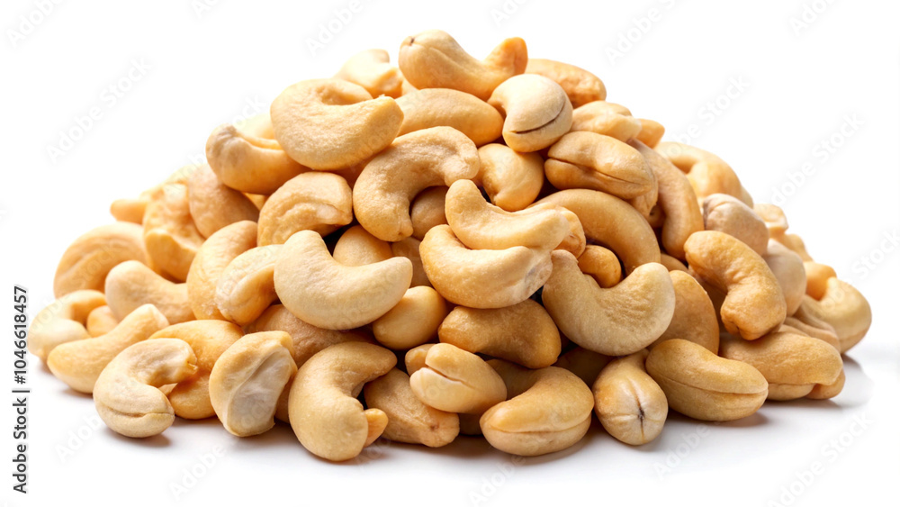 Big heap of organic cashew nuts, isolated on white background, natural snack concept image Big heap of organic cashew nuts, isolated on white background, natural snack concept image