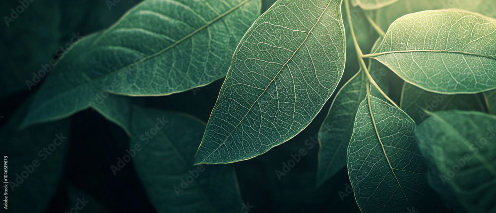 Obraz premium Close Up Photo of Green Leaves with Visible Veins
