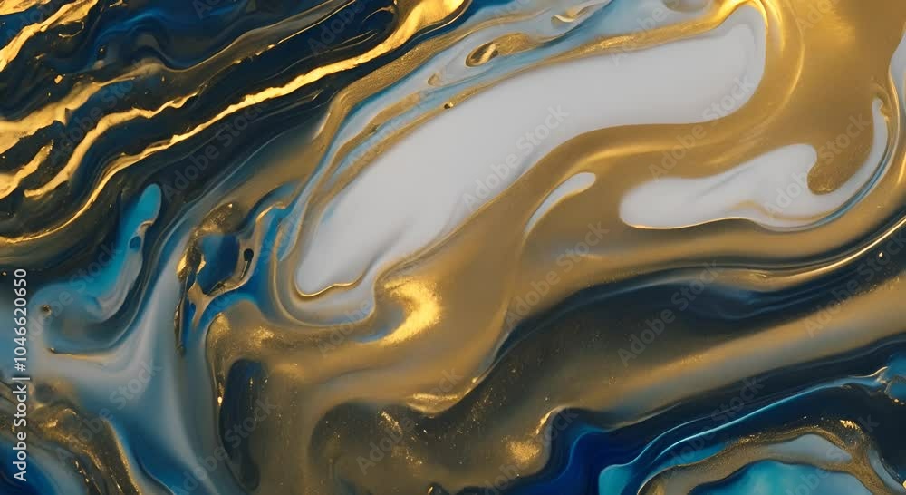 Marble blue golden texture Paint blend Shiny fluid mix Blur blue black golden color glowing sparkling marble texture acrylic ink wave motion abstract art background video 4K Marble blue golden texture Paint blend Shiny fluid mix Blur blue black golden color glowing sparkling marble texture acrylic ink wave motion abstract art background video 4K