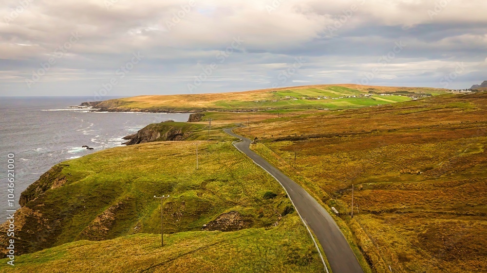 Glengesh Pass in Donegal Ireland the typical Irish landscape in County Donegal Glengesh Pass in Donegal Ireland the typical Irish landscape in County Donegal