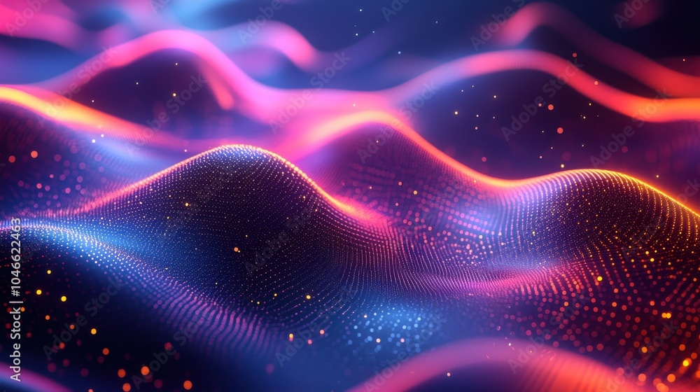Abstract digital waves in neon shades Abstract digital waves in neon shades