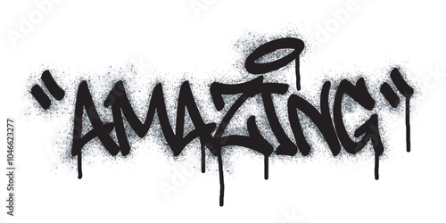 Amazing graffiti word sprayed in black on white