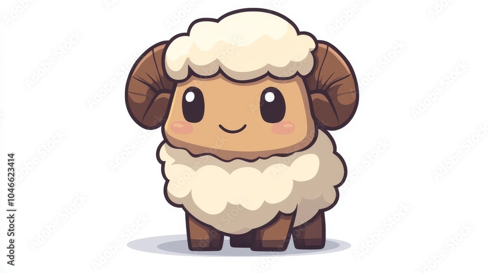 Adorable cartoon sheep with fluffy wool and cheerful expression. Adorable cartoon sheep with fluffy wool and cheerful expression.