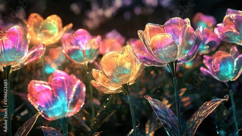 Vibrant Quantum Petal Meadow   Colorful Floral Pattern with Ethereal Blooms