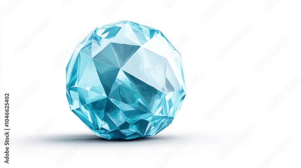 A stunning light blue crystal sphere showcasing intricate facets and a reflective surface. A stunning light blue crystal sphere showcasing intricate facets and a reflective surface.