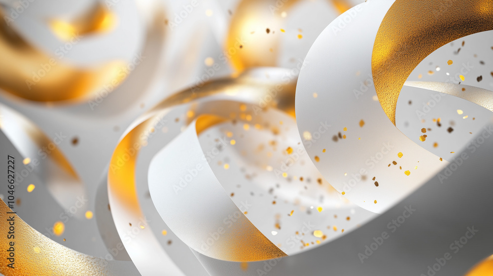 astarte.ai: Elegant Hourglass with Gold and White Abstract Ribbons astarte.ai: Elegant Hourglass with Gold and White Abstract Ribbons
