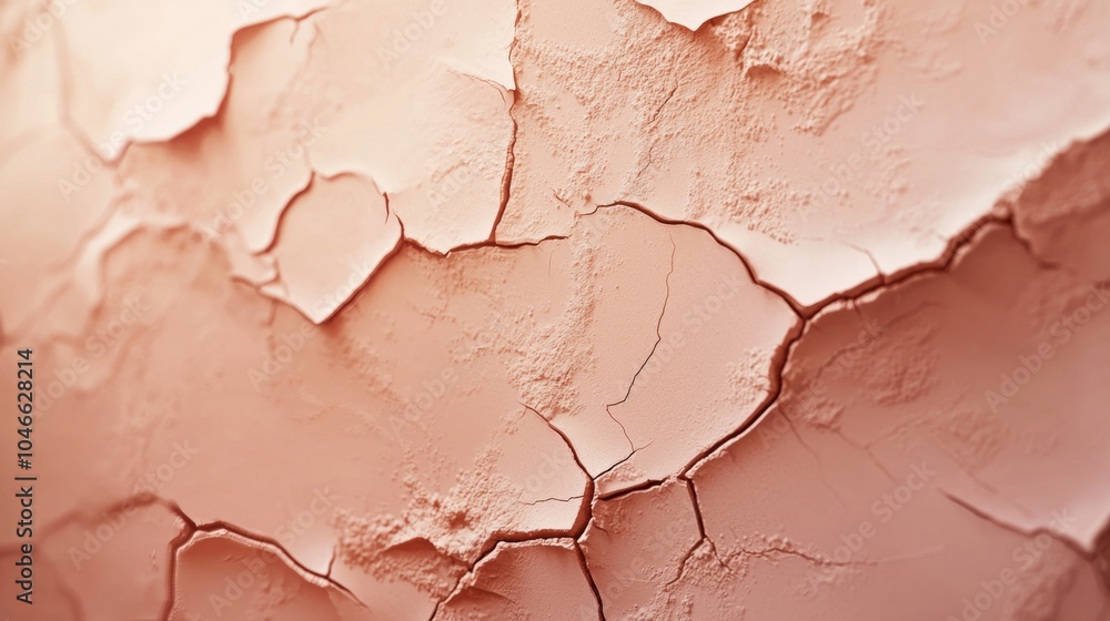 Fototapeta premium Cracked, dry earth symbolizes harsh arid conditions, drought, climate change, and global warming, showing the beauty and fragility of nature