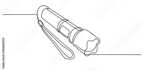 continuous line flashlight.one line drawing of lighting tool.single line flashlight emergency light.vector illustration.isolated white background